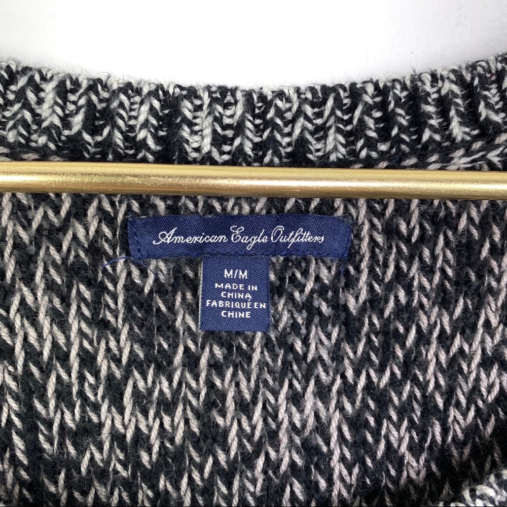 American Eagle Cable Knit Contrast Marled Sweater - Picture 3 of 6